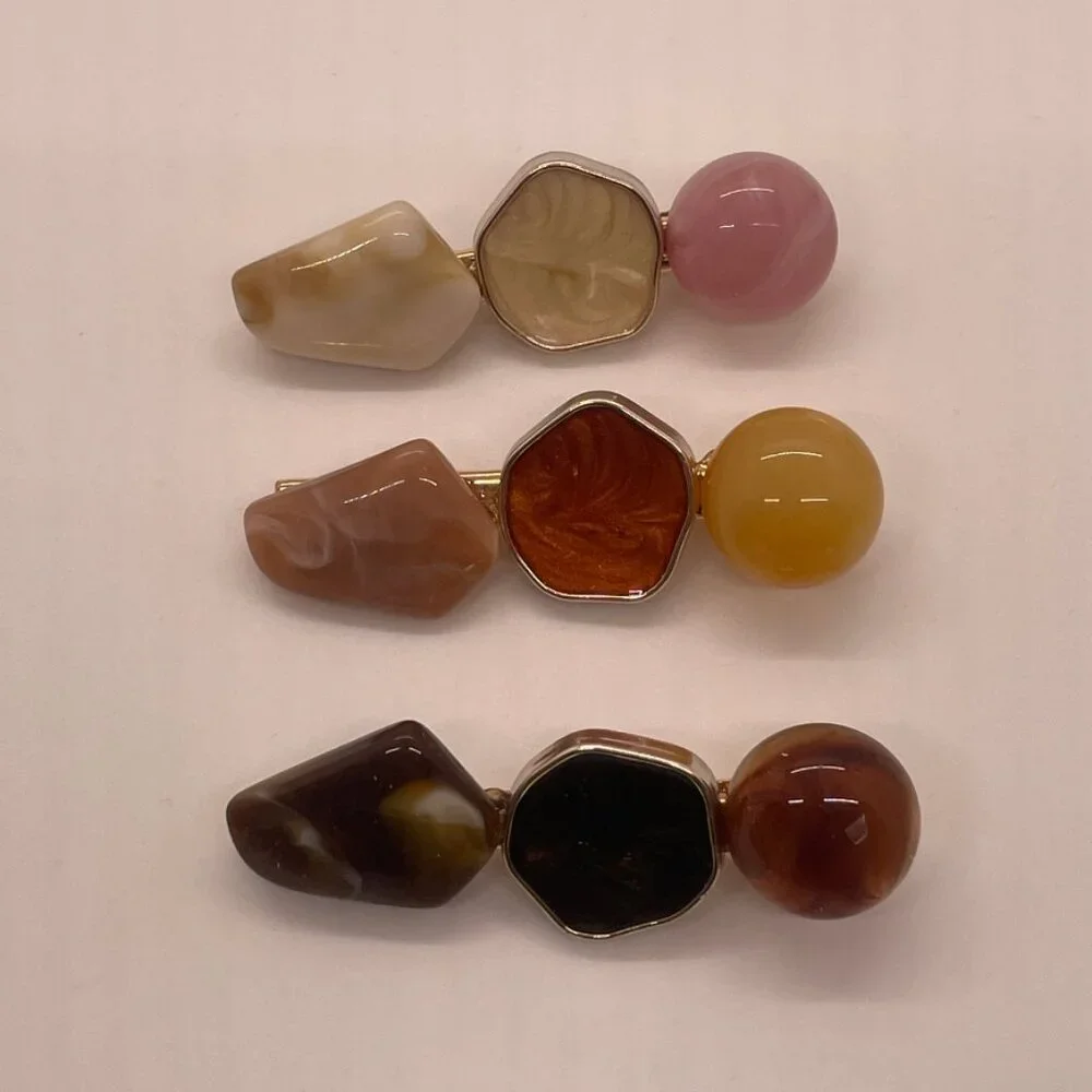 ⭐️❤️ FREE Stone Geode Boho Peasant Hipster Hippie Deco Farm Chic Hair Barrettes